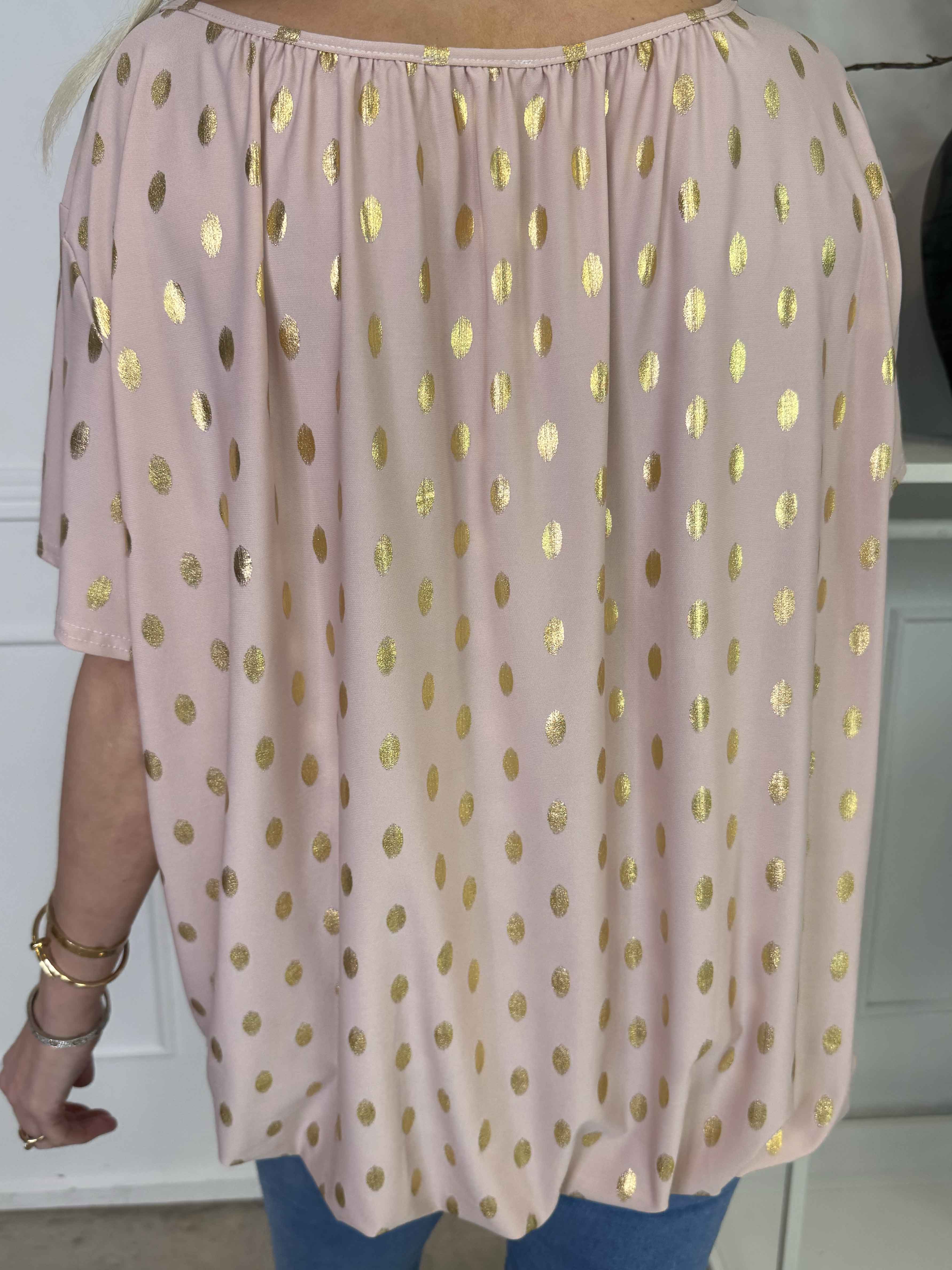 Miracle Dot T-shirt - Elastisk bluse med guld dutter på